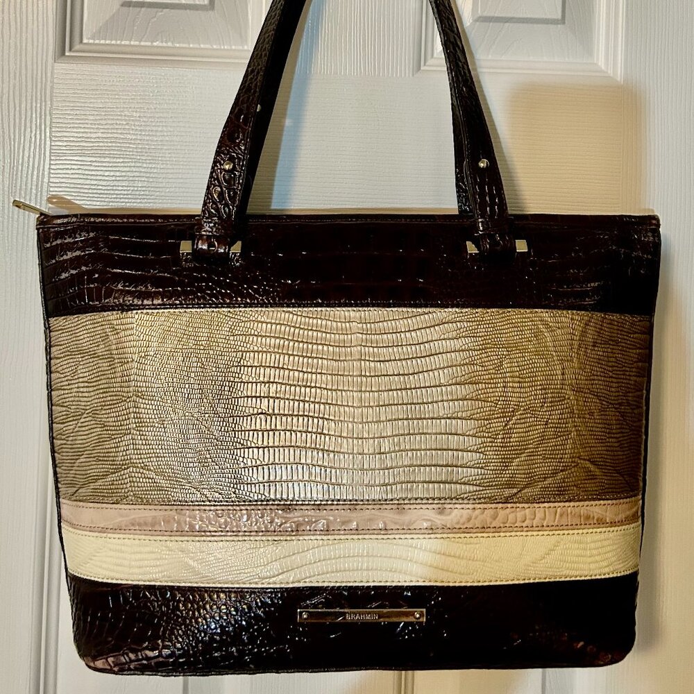 Brahmin 3 tone Leather Tote